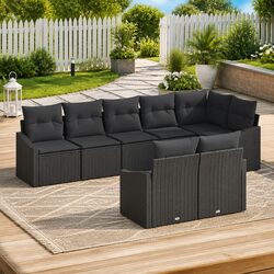 8-Piece Outdoor Sofa Set with Adjustable Table