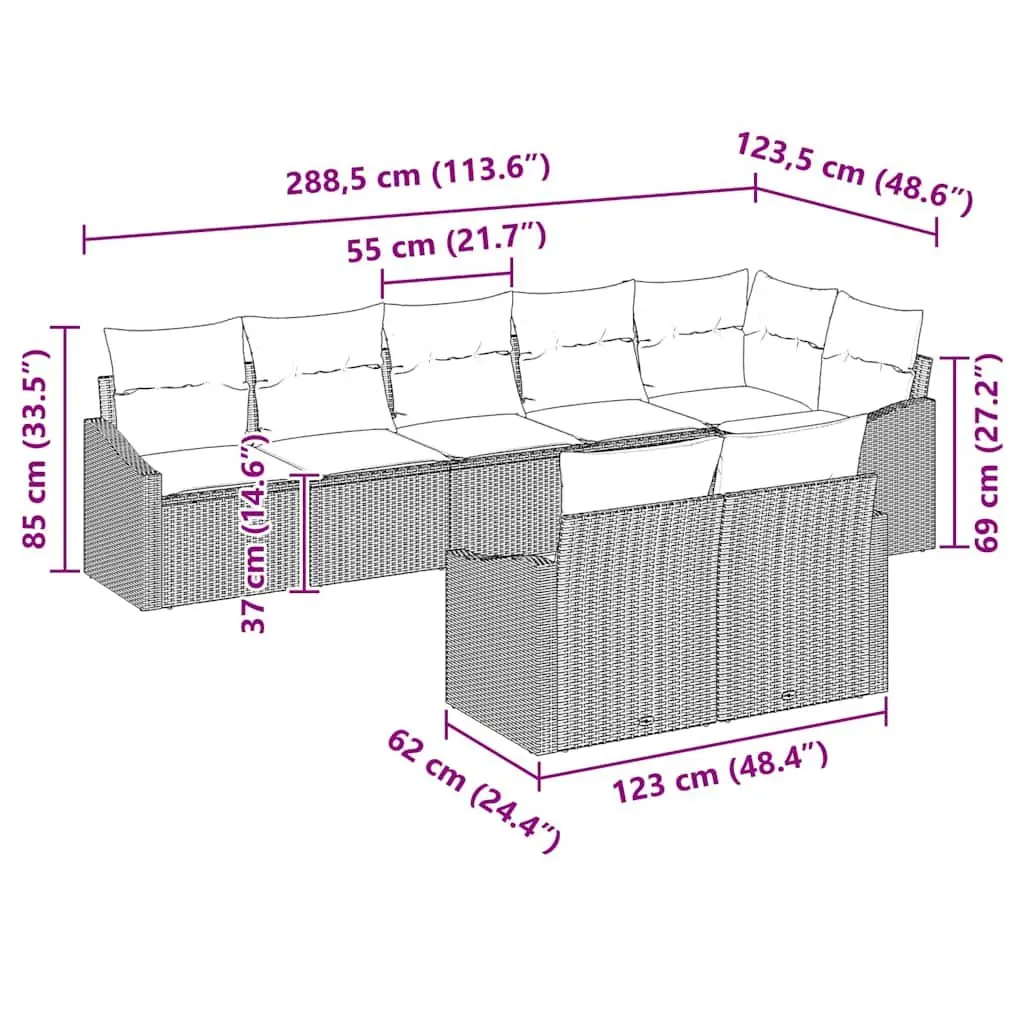 8-Piece Outdoor Sofa Set with Adjustable Table