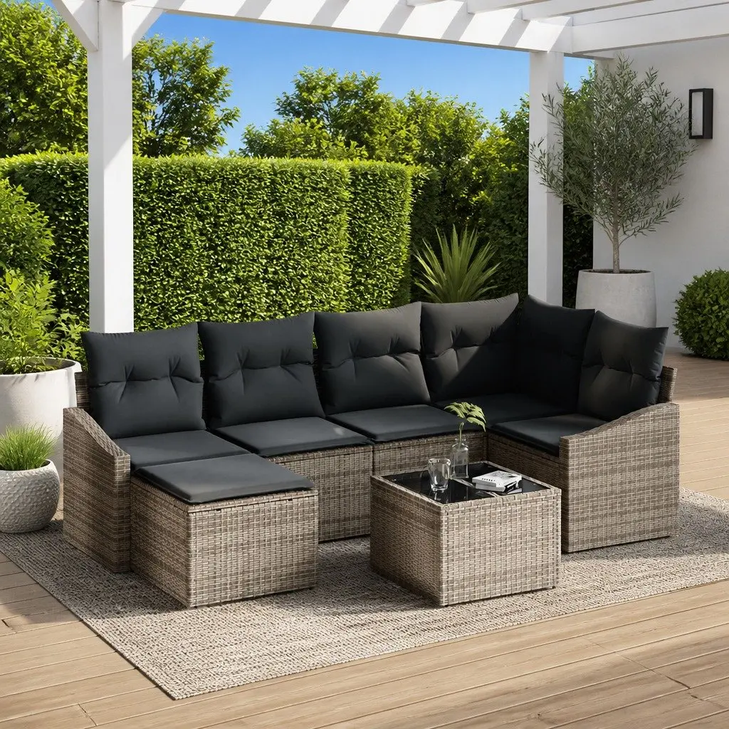 Grey Modular 7-Piece Outdoor Sofa Set