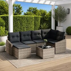 Grey Modular 7-Piece Outdoor Sofa Set Specifications