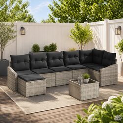 Specifications of 8-Piece Grey Poly Rattan Sofa Set