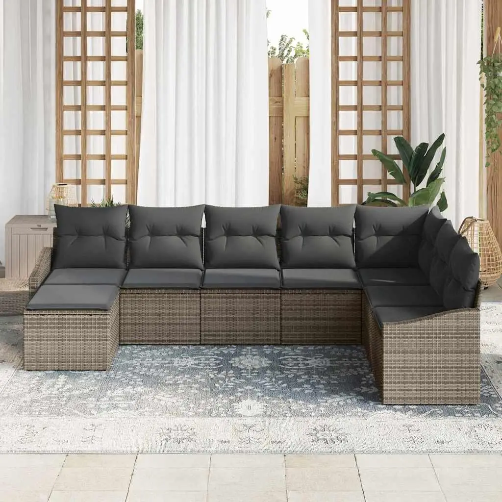 Grey Outdoor Sofa Set 8 Pieces Modular Garden Furniture with Cushions Storage