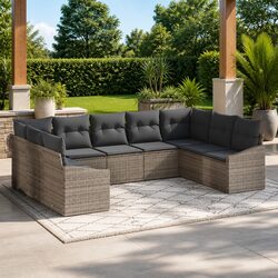 9-Piece Grey Modular Outdoor Sofa Set Specifications