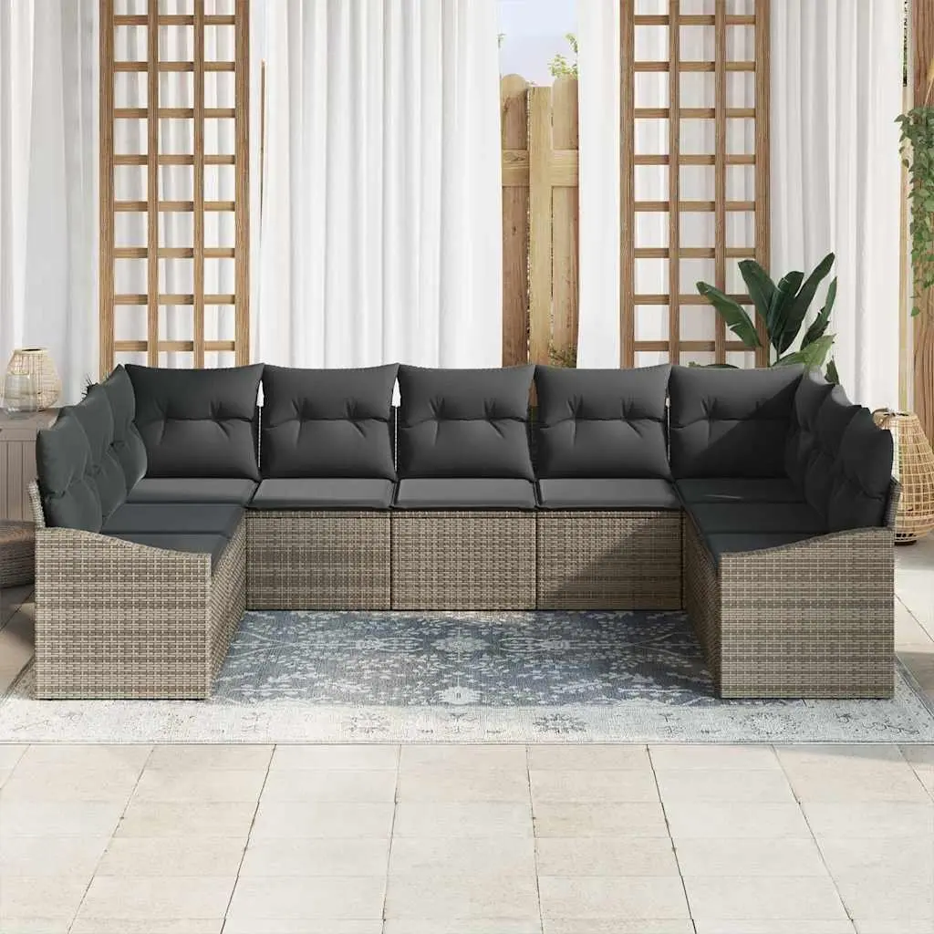 9-Piece Grey Modular Outdoor Sofa Set