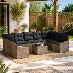 10-Piece Grey Poly Rattan Outdoor Sofa Set Specifications