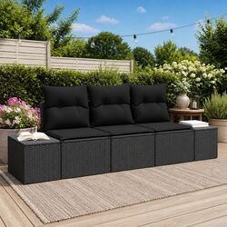 3-Piece Black Garden Sofa Set: Dimensions & Specs Inside