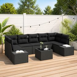 Specifications of 8-Piece Black Modular Garden Sofa Set
