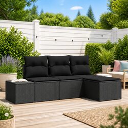 Specifications of the Black 4-Piece Garden Sofa Set