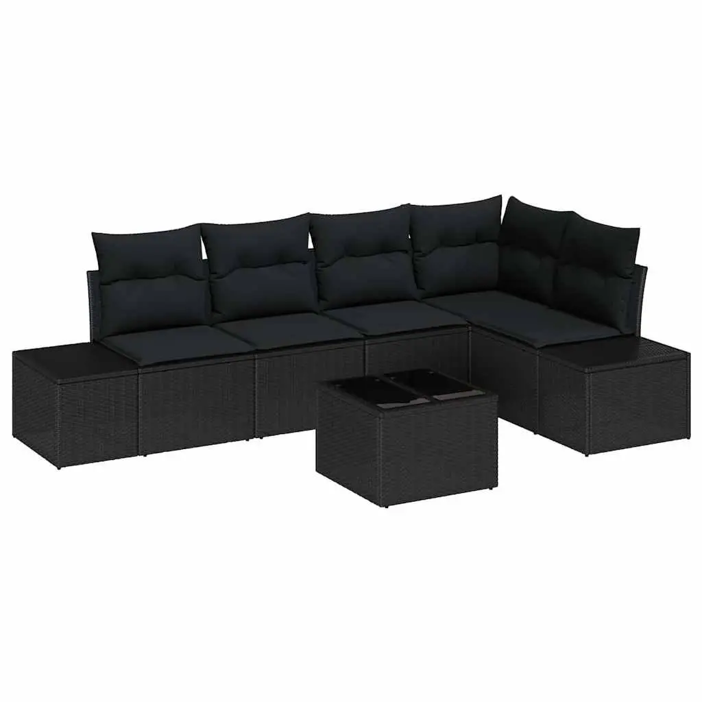 6-Piece Black Garden Sofa Set