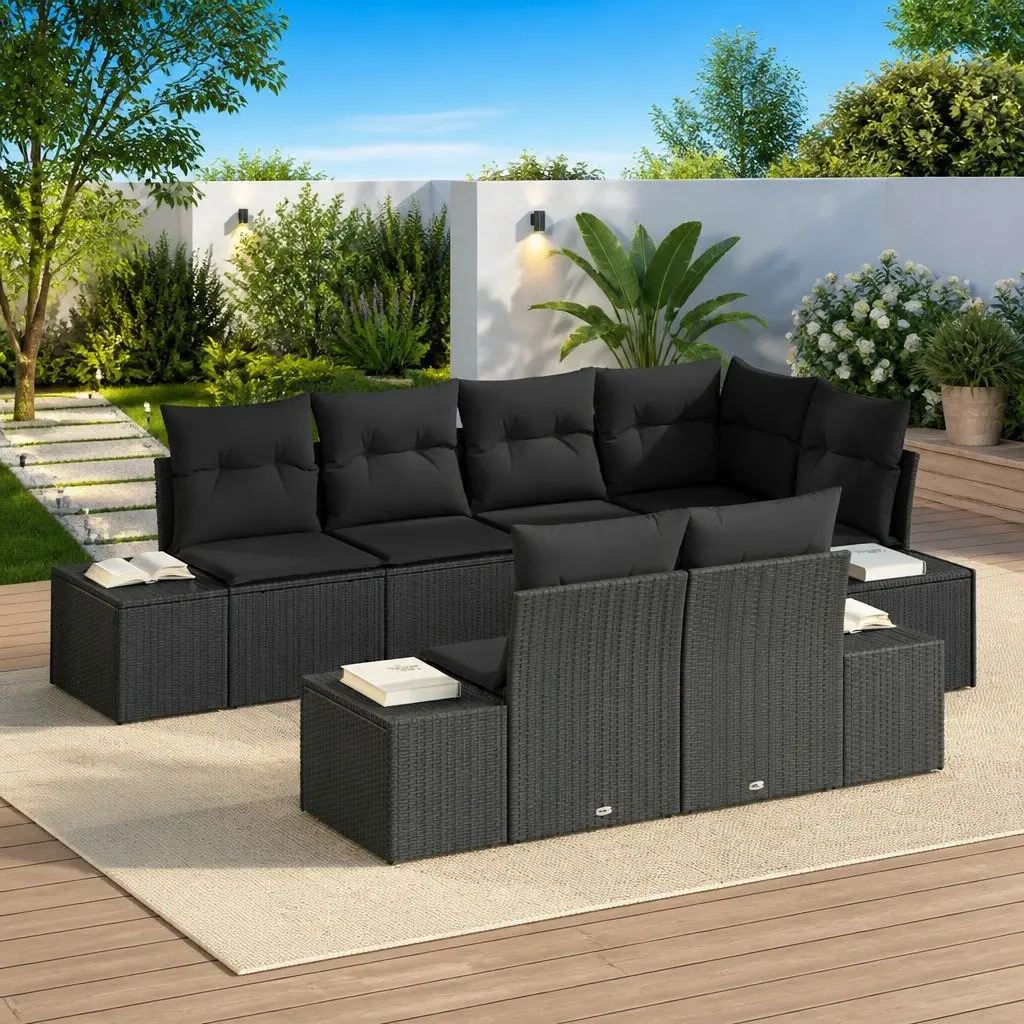 7-Piece Modular Lounge Set in Black