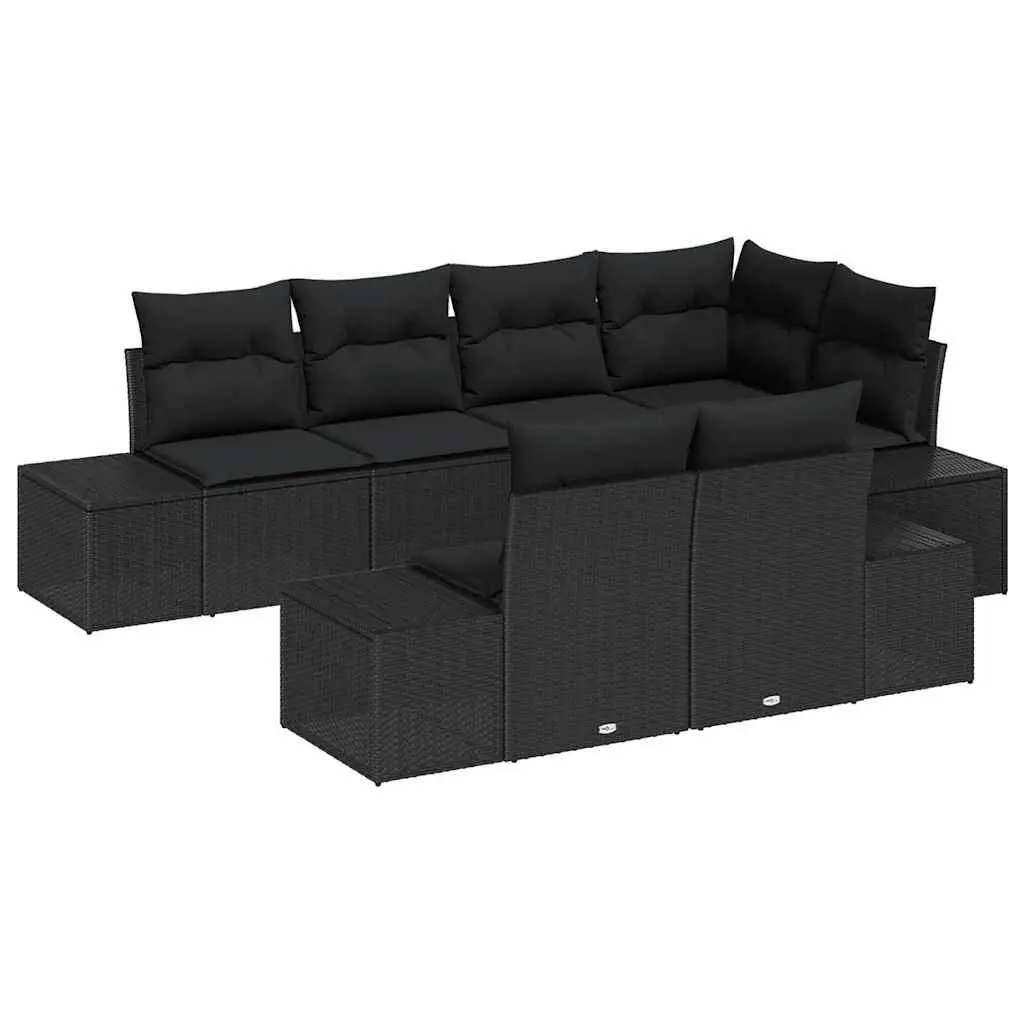 7-Piece Modular Lounge Set in Black