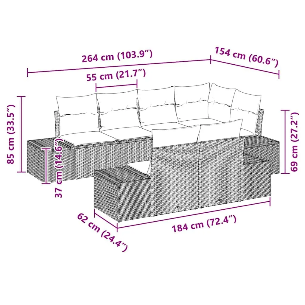 7-Piece Modular Lounge Set in Black