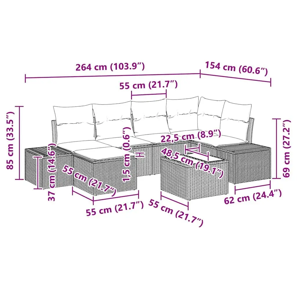 7 Piece Modular Outdoor Sofa Set