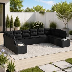 Garden Sofa Set: 10-Piece Poly Rattan Lounge Details