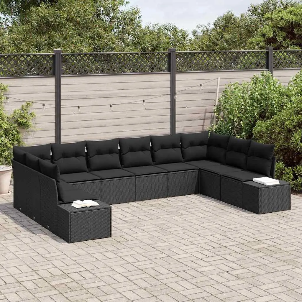 Garden Sofa Set 10 Piece Outdoor Sectional Poly Rattan Modular Lounge for Garden and Terrace