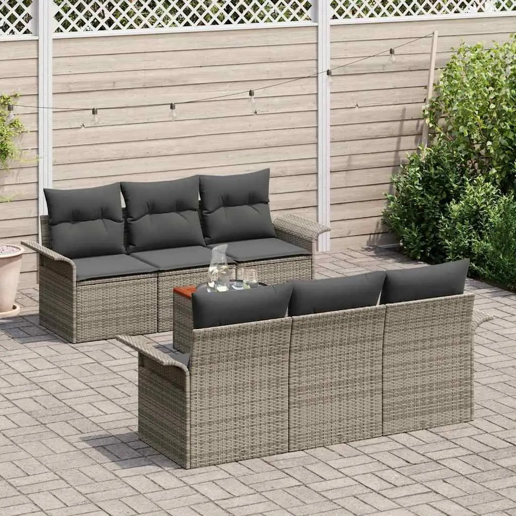 Modular Garden Sofa Set Outdoor Furniture 7 Piece Grey Poly Rattan Patio Lounge