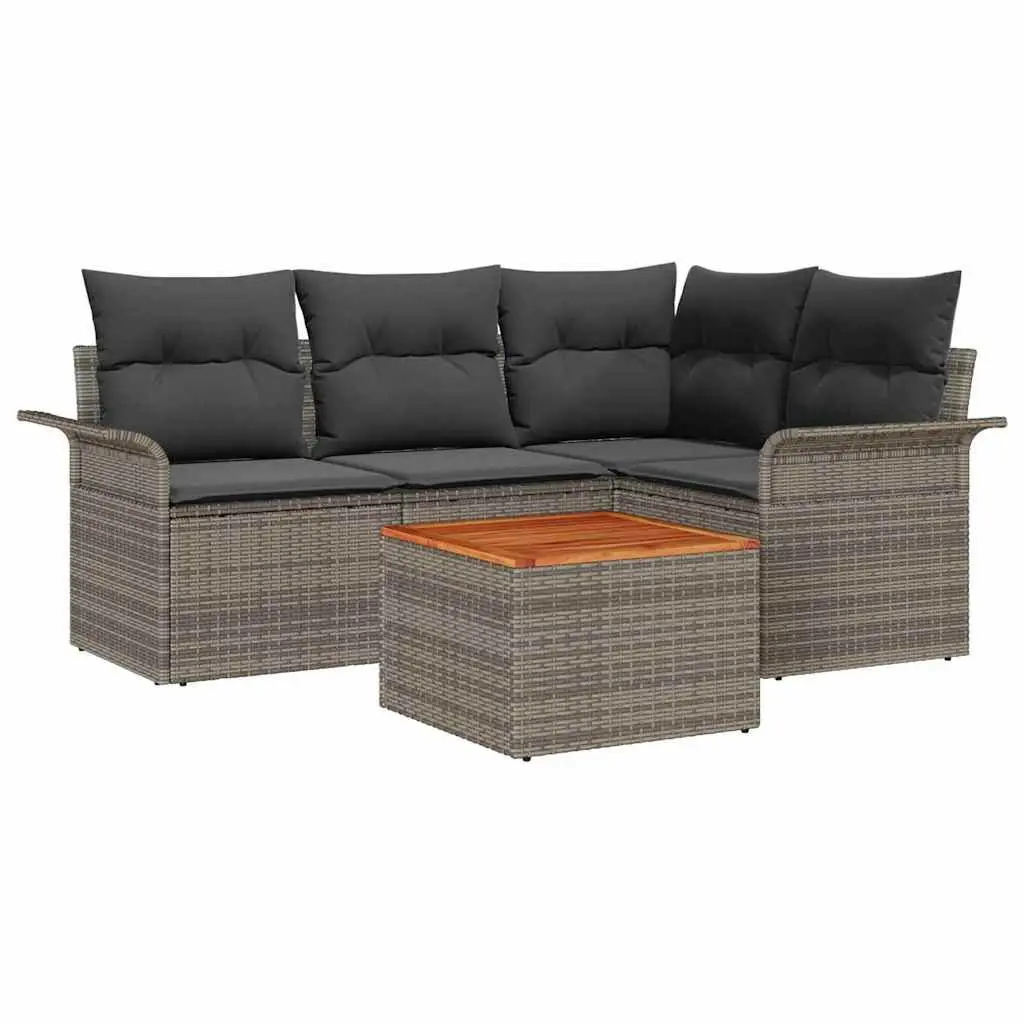 5-Piece Grey Modular Garden Sofa Set