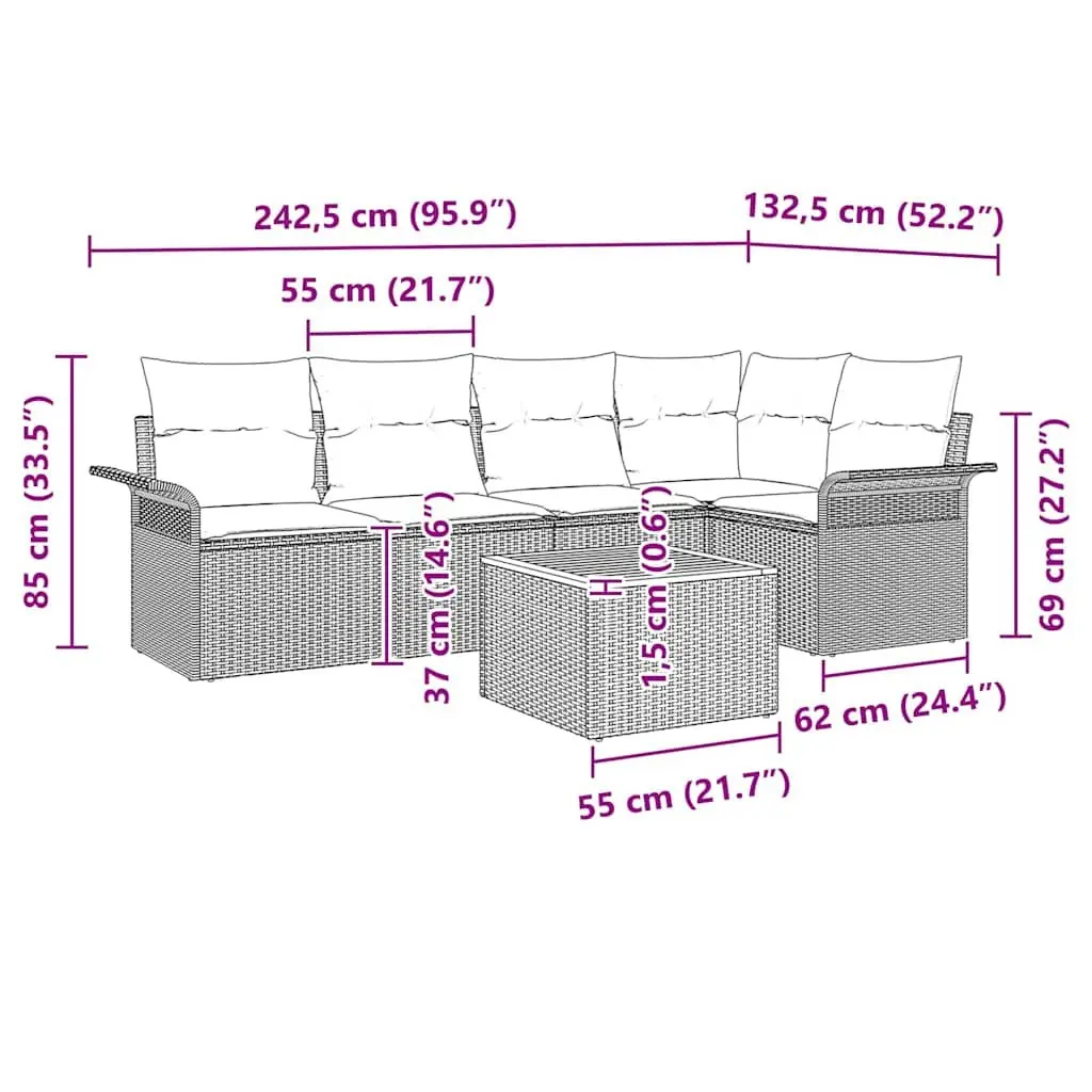 6-Piece Modular Garden Sofa Set