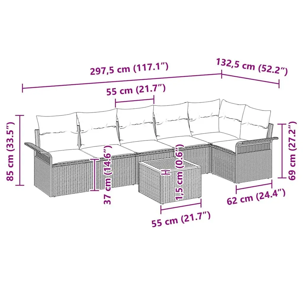 7pc Grey Modular Garden Sofa Set