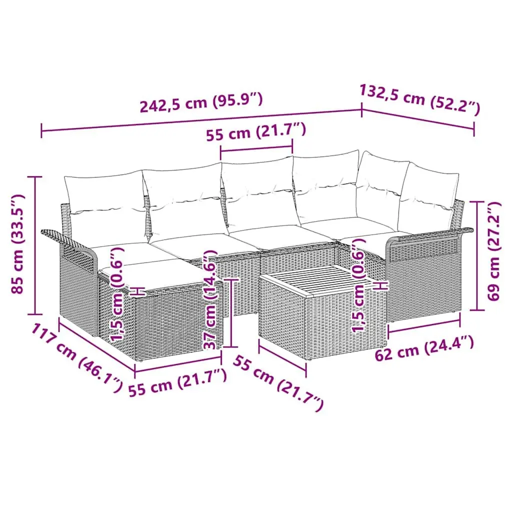 7-Piece Outdoor Modular Sofa Set