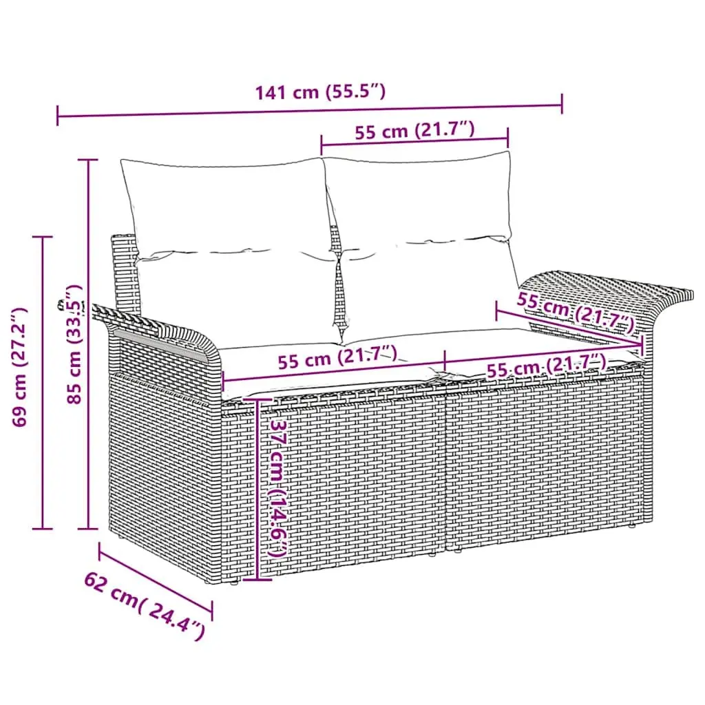 Garden Sofa Set Modular Outdoor Furniture 10 Pieces Grey Poly Rattan Patio