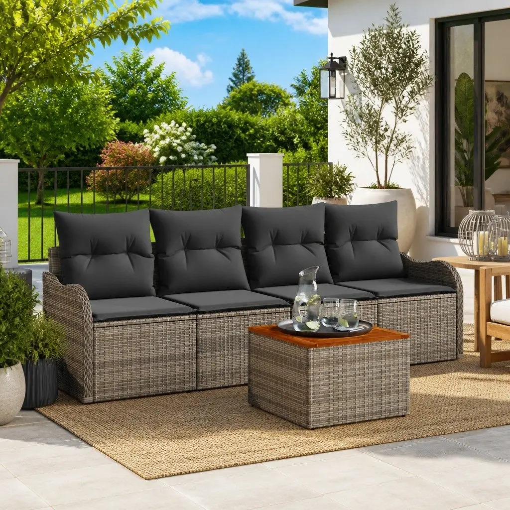5 Piece Modular Garden Sofa Set in Grey