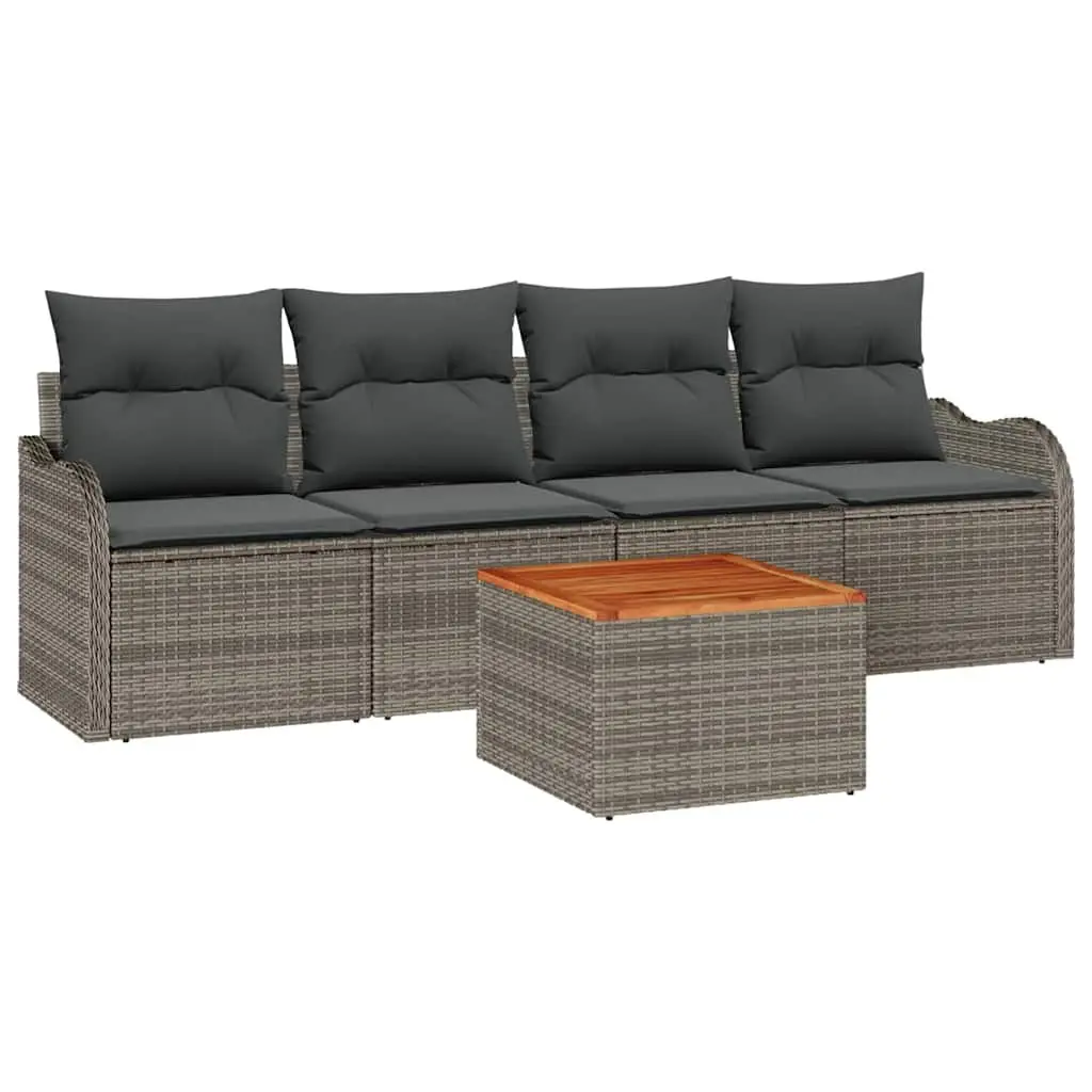 5 Piece Modular Garden Sofa Set in Grey