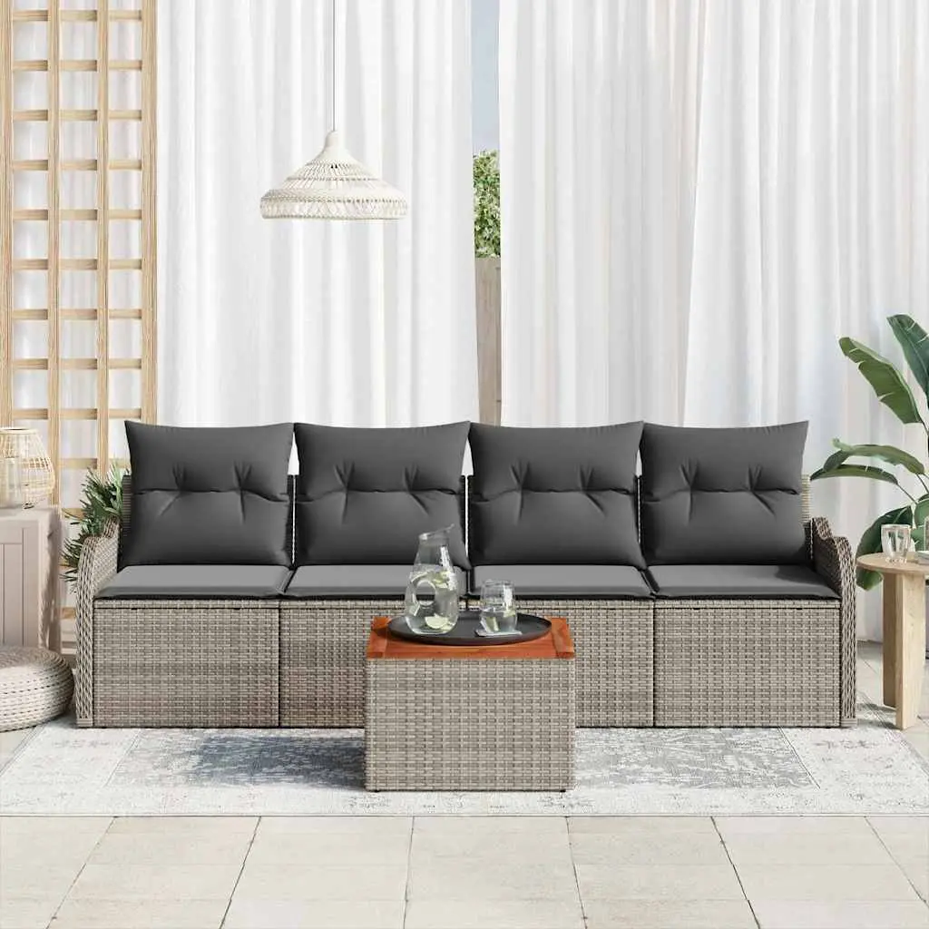 5 Piece Modular Garden Sofa Set in Grey