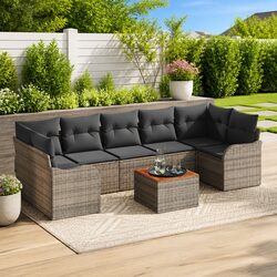 8-Piece Grey Rattan Modular Outdoor Sofa Set Specifications
