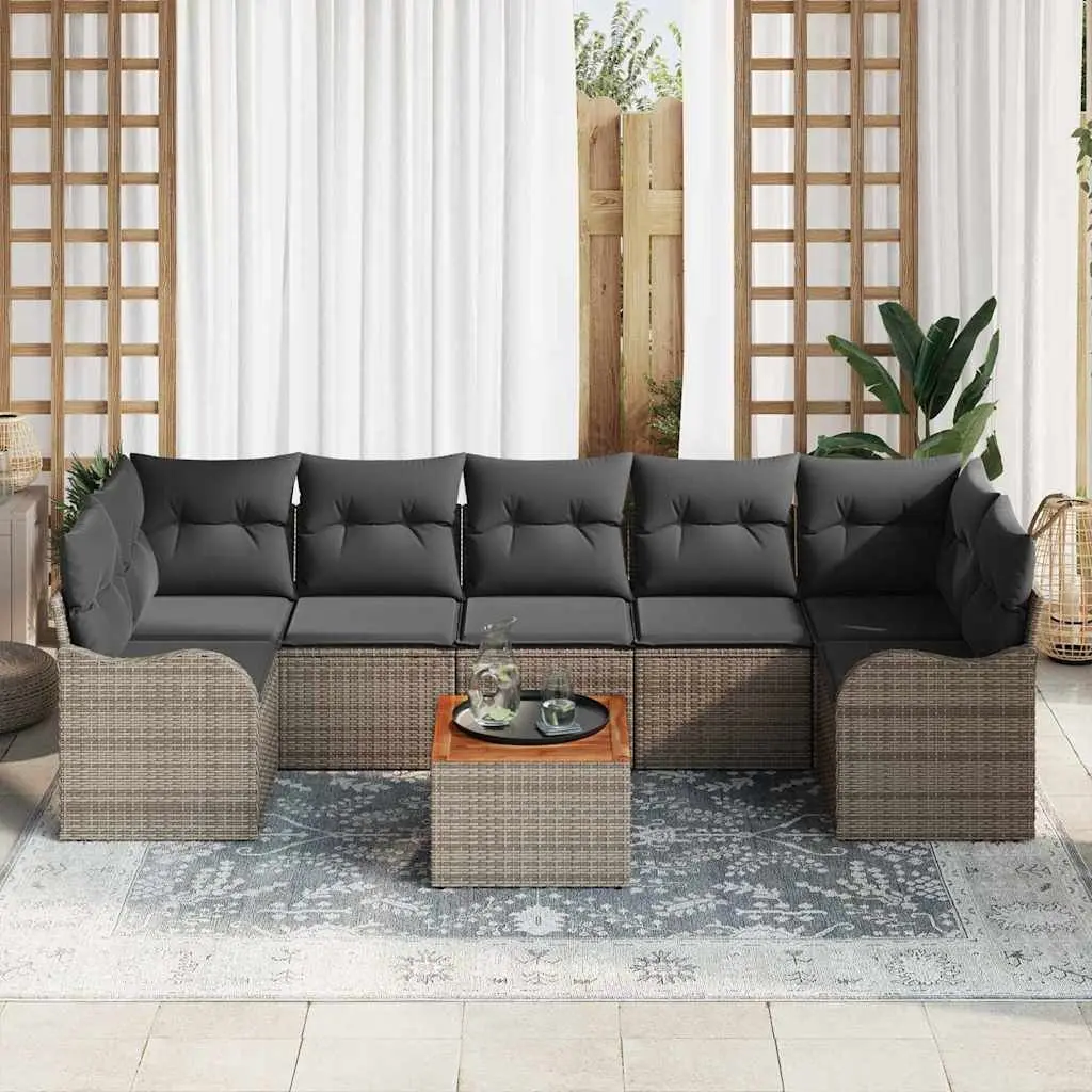 8-Piece Grey Rattan Modular Outdoor Sofa Set