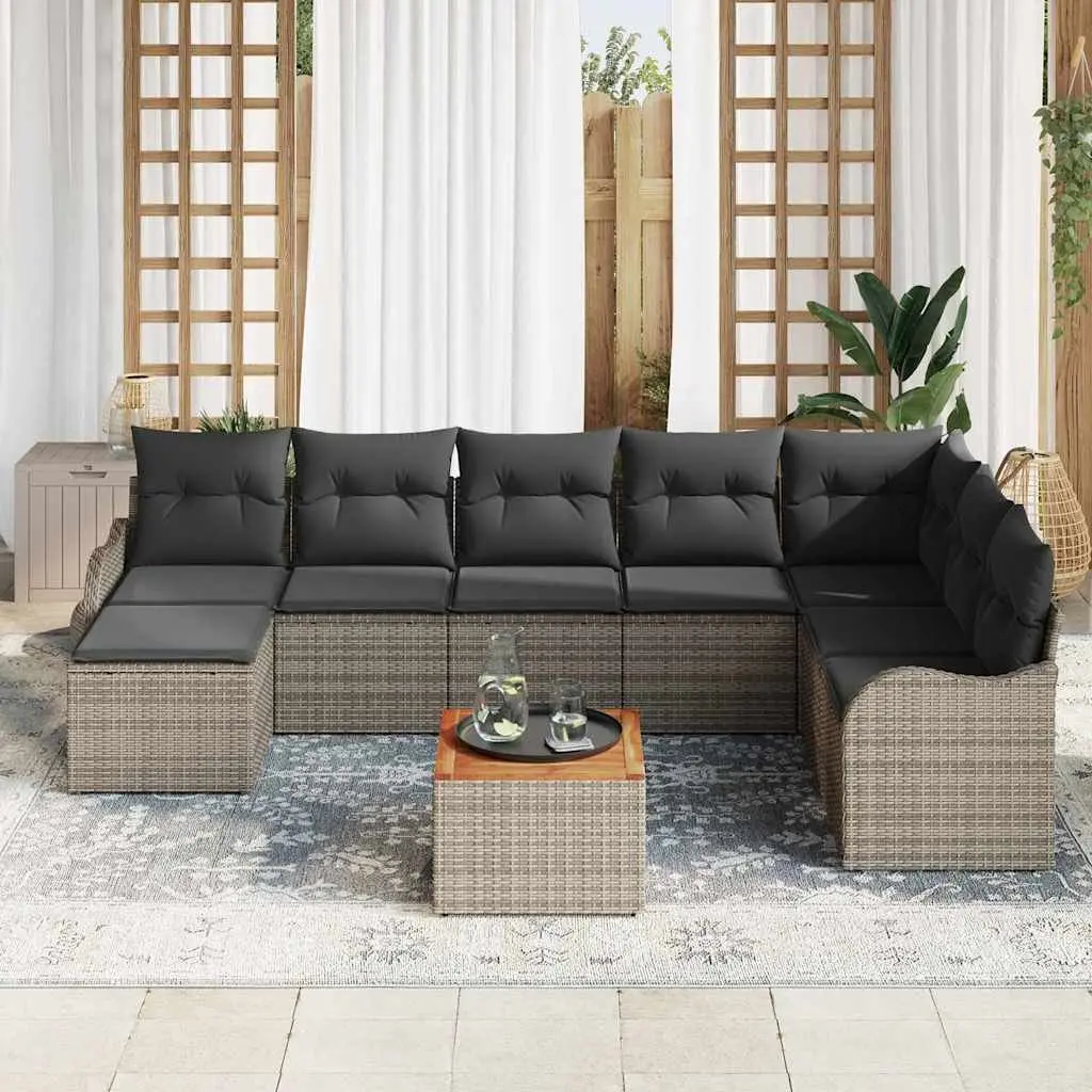 9-Piece Grey Modular Garden Sofa Set