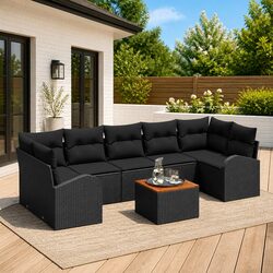 8-Piece Garden Sofa Set - Dimensions and Materials Listed