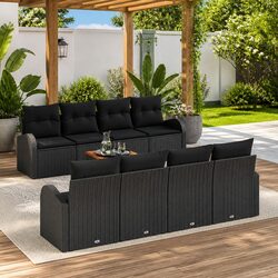 Specifications of 9 Piece Modular Black Poly Rattan Sofa Set