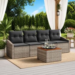 5-Piece Grey Poly Rattan Sofa Set Specifications