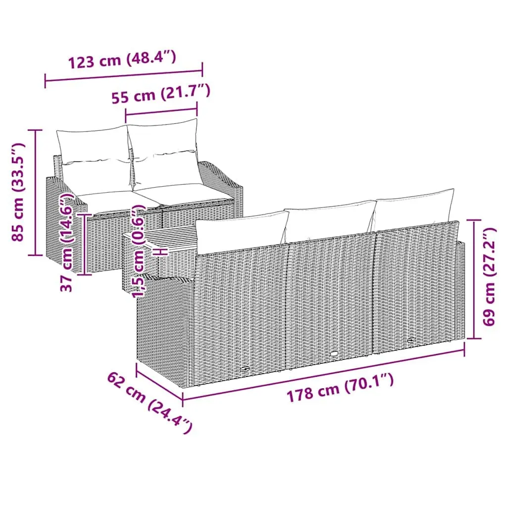 6-Piece Modular Garden Sofa Set