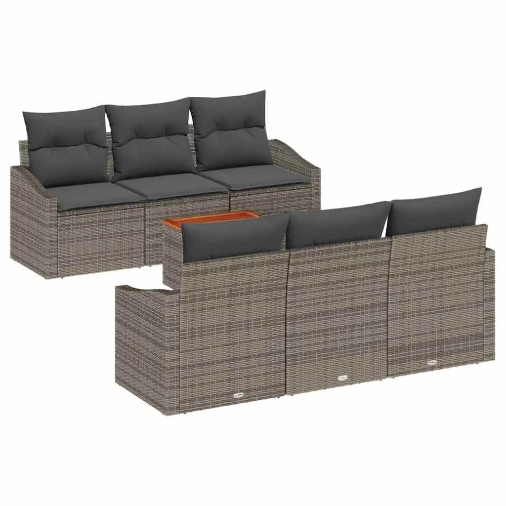 Garden Sofa Set 7 Pieces Outdoor Patio Furniture Grey Poly Rattan Modular Lounge
