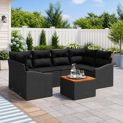 Specifications of the 7 Piece Modular Garden Sofa Set in Black