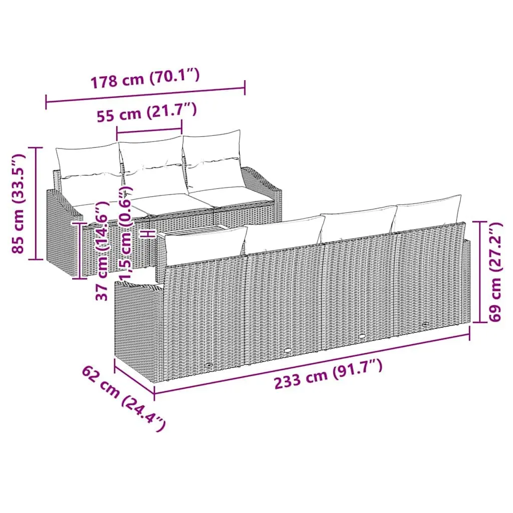 8-Piece Modular Garden Sofa Set