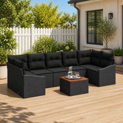 Specifications of 8-Piece Black Modular Garden Sofa Set