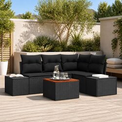 Garden Sofa Set Specifications – 5 Pieces, Black Poly Rattan
