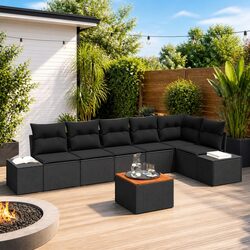 Specifications of 7-Piece Black Garden Sofa Set