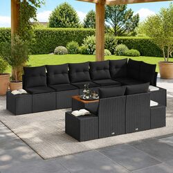 9 Piece Modular Garden Sofa Set: Black Poly Rattan
