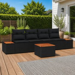 Specifications of 5-Piece Modular Black Outdoor Sofa Set