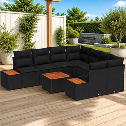 Specifications of Black Poly Rattan 9 Piece Sofa Set
