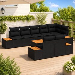 Specifications of 9-Piece Black Outdoor Sofa Set with Acacia Wood Frame
