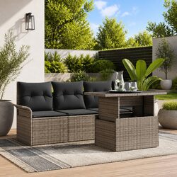 5-Piece Grey Poly Rattan Sofa Set Specifications