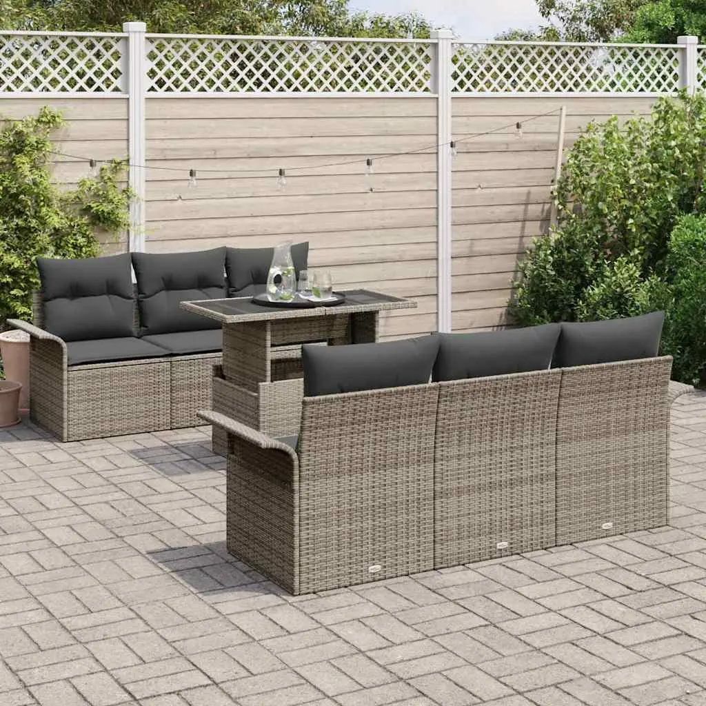 Garden Sofa Set 7 Pieces Outdoor Furniture Patio Lounge Sectional with Table