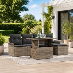 Garden Sofa Set 6 Piece Modular Outdoor Furniture with Cushions Light Grey