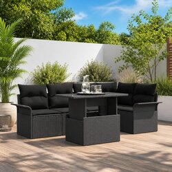 6-Piece Black Poly Rattan Modular Sofa Set Specifications