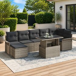 Specifications of 8 Piece Outdoor Garden Sofa Set - Grey Poly Rattan